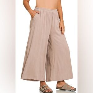 Zenana PLUS WOVEN ELASTIC BAND PANTS WITH POCKET
